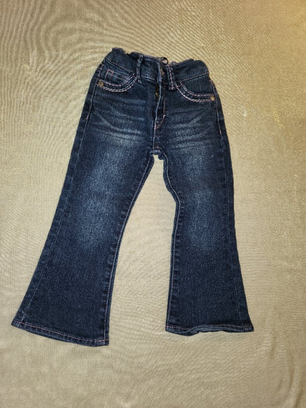 Levi's Girls Bootcut Dark Wash Jeans Pink Stitching Size 2T